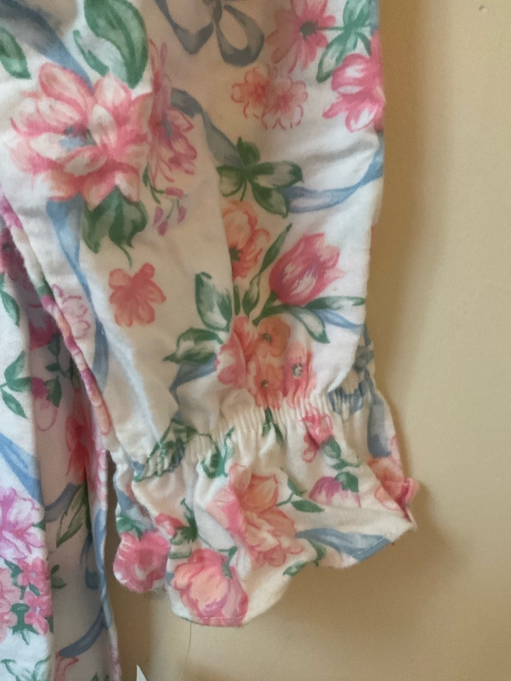 Vintage Floral Long Nightgown nantucket Pink Roses USA made 23” chest cotton - Picture 9 of 12